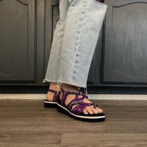 New purple strappy sandals foam soles